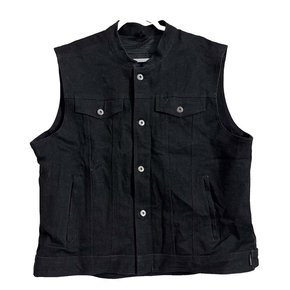 Street & Steel Men's XL Black Denim Motorcycle Vest Sleeveless Biker Jacket